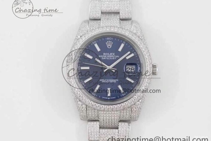 TWF Dial Edition Full Markers SS 1:1 Blue on Best A2824 Bracelet Stick Datejust Diamonds 41 0210